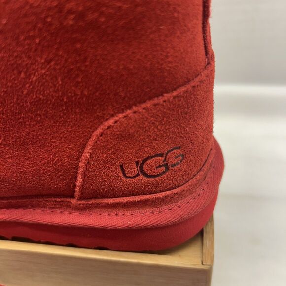 UGG Authentic Neumel II Boot Red Suede Plush Interior Size 3 BIG Girls NEW - Picture 4 of 8